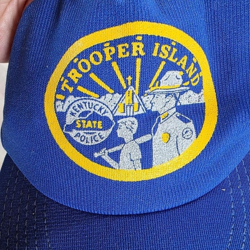 Vintage Kentucky State Police Trooper Island Trucker Hat Blue Snapback Mesh Cap - Picture 2 of 4